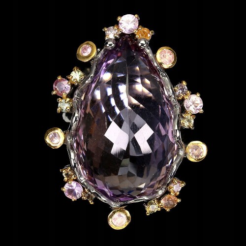 Srebrny pierścionek r 17 22.11ct ametryn szafiry