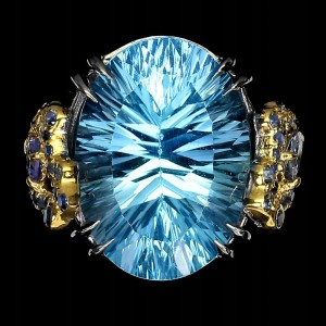Pierścionek 16.04ct Sky Blue Topaz szafiry r 16.5