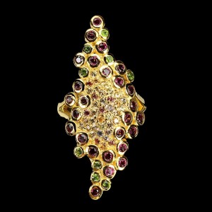 Pierścionek 925 granaty szafiry diopsydy r 16.5