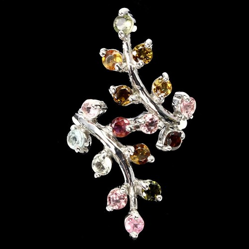 Silver ring, 925, natural tourmaline, size 19