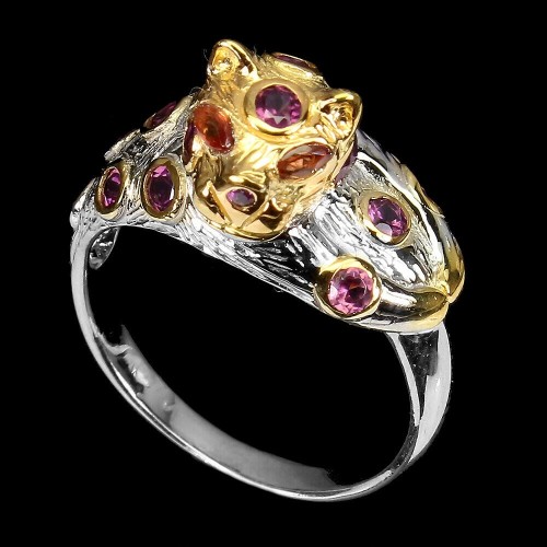 Ring, tiger, rhodolite garnet, size 19.5 silver