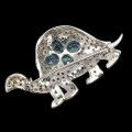 Srebrna broszka żółw szafiry swiss blue topazy925