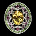 Ring, 925, garnet citrine diopsides, size 13