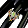 Natural opal sapphire silver ring, size 15