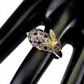 Silver ring garnet sapphires 925 size 16 rabbit