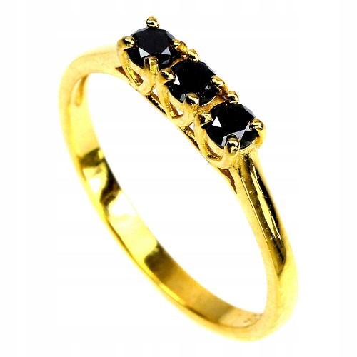Black diamonds ring 0.45ct silver 925 size 17