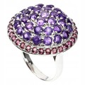 Pierścionek 925 naturalne ametysty granaty r 17