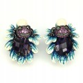 Silver enameled earrings with cubic  zirconia AAA frog 1