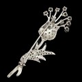 Silver diopsid sapphires tourmaline flower brooch