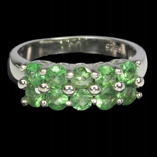 Silver ring, natural tsavorite size 11 925