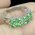 Silver ring, natural tsavorite size 11 925