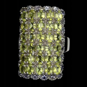 Pierścionek srebrny naturalne oliwiny tanzanity 17