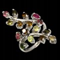 Silver ring 925 size 17 natural tourmalines