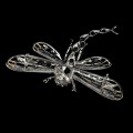Black opal silver brooch natural, dragonfly sapphires