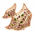 Silver brooch diopsid garnet rhodolite fish