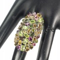 Natural olivine peridot tourmaline ring size 17
