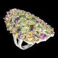 Natural olivine peridot tourmaline ring size 17