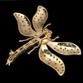Natural amethyst dragonfly  diopside amethyst silver brooch