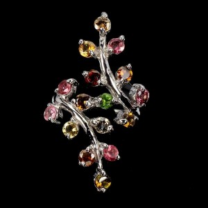 Pierścionek srebrny 925 r 17 naturalne turmaliny 2