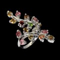 Silver ring 925 size 17 natural tourmalines 2