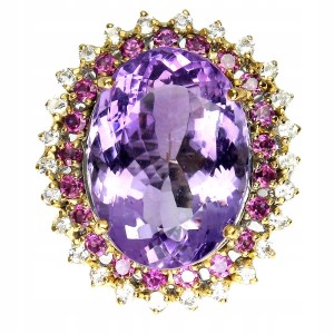 Pierścionek naturalny 22x16mm ametyst srebrny r 21