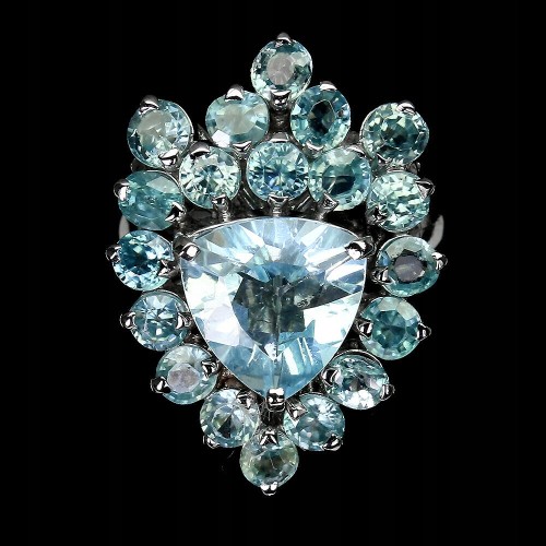 Pierścionek cyrkony srebro topaz sky naturalny r18