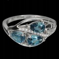 Ring 925 silver London Blue Topazes, size 14.5