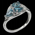 Ring 925 silver London Blue Topazes, size 14.5