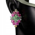 Silver earrings natural emeralds zircons rubies 1