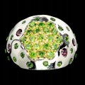 Ring, silver diopside 925, garnet size 17 2