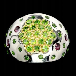 Pierścionek srebro diopsydy 925 granaty r 17 2