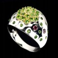 Ring, silver diopside 925, garnet size 17 2