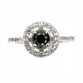 Pierścionek czarny diament 0.66ct srebrny 925 r14