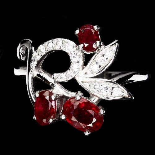 Srebrny pierścionek naturalne rubiny r 14 piękny 4