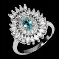 Silver ring, natural apatite cubic zirconia, size 17