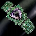 Bracelet natural emeralds 925 ametrine