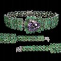 Bracelet natural emeralds 925 ametrine