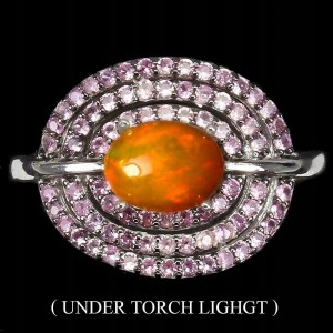 Srebrny pierścionek opal szafiry r 17 5