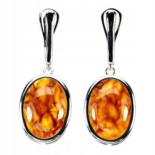 Srebrne kolczyki naturalne bursztyny 925 1