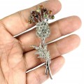 Silver Sapphires Tourmaline Flower Brooch Diopside 2
