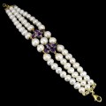Bracelet natural pearl amethyst 925 beautiful