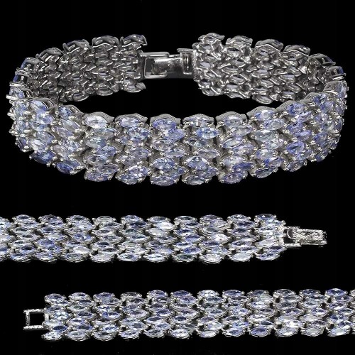 Silver bracelet with natural tanzanites 925 in