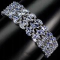 Silver bracelet with natural tanzanites 925 in