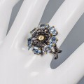 Pierścionek naturalne topazy blue oliwin 925 r 17