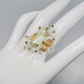 Natural green amethyst ring size 16 diopsides