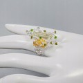 Natural green amethyst ring size 16 diopsides