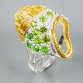 Silver ring, natural diopsides 925 size 15
