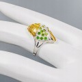 Silver ring, natural diopsides 925 size 15