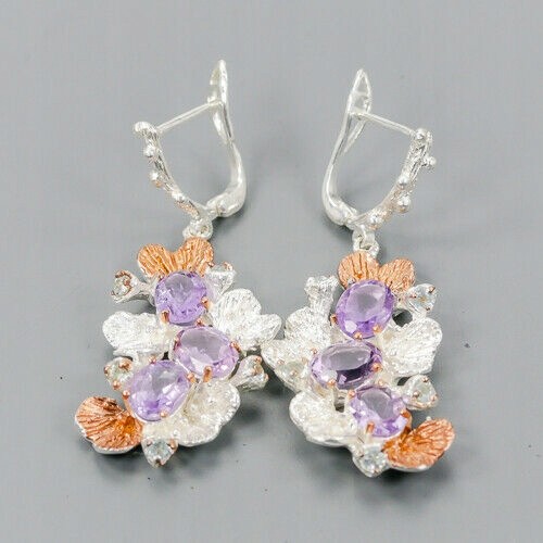 Amethyst topaz silver 925 earrings natural 1