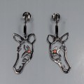 925 silver earrings natural garnets horse 1
